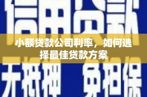 景泰小额贷款公司利率，如何选择最佳贷款方案
