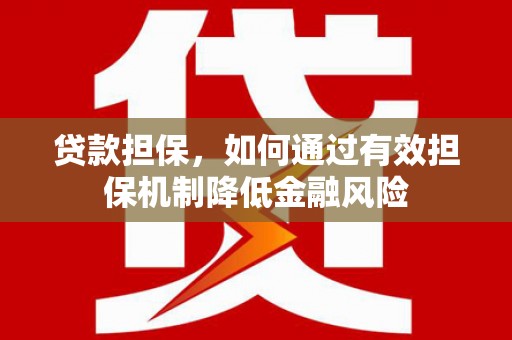 南康贷款担保，如何通过有效担保机制降低金融风险