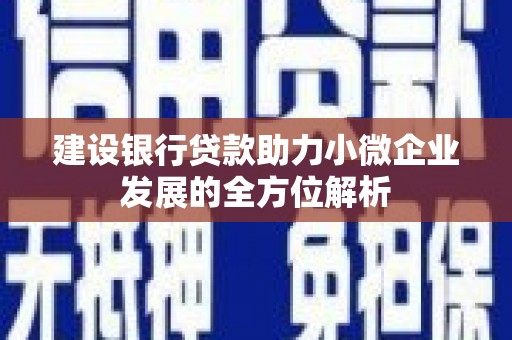 伊金霍洛旗建设银行贷款助力小微企业发展的全方位解析